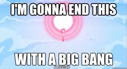 Size: 748x408 | Tagged: safe, artist:misterdavey, character:pinkie pie, dragonball z abridged, female, image macro, smile bomb, smile hd, smiling, solo