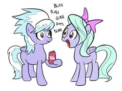 Size: 1280x960 | Tagged: safe, artist:elslowmo, character:cloudchaser, character:flitter, species:pegasus, species:pony, blah, blah blah blah, dialogue, duo, duo female, female, hoof hold, looking at each other, mare, open mouth, simple background, smiling, standing, tab, talking, transparent background