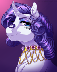 Size: 769x961 | Tagged: safe, artist:kittehkatbar, character:rarity, female, jewelry, necklace, portrait, solo