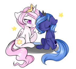 Size: 1732x1590 | Tagged: safe, artist:lustrous-dreams, character:princess celestia, character:princess luna, filly, pink-mane celestia, younger