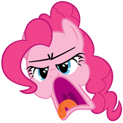 Size: 3500x3500 | Tagged: safe, artist:yanoda, character:pinkie pie, blep, d:, faec, female, frown, simple background, solo, tongue out, transparent background, vector