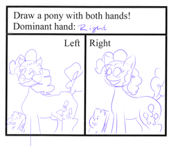 Size: 1280x1078 | Tagged: safe, artist:plankboy, character:pinkie pie, draw with both hands, monochrome