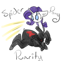Size: 900x900 | Tagged: safe, artist:otterlore, character:rarity, black widow, black widow (marvel), clothing, costume, cute, drider, female, halloween, marvel, monster pony, original species, pun, rarirachnid, simple background, solo, species swap, spider, spiderpony, spiderponyrarity, the avengers, white background