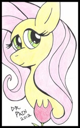 Size: 420x663 | Tagged: safe, artist:drpain, character:fluttershy, face, female, profile, rose, solo