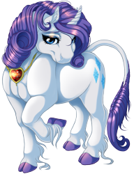 Size: 929x1209 | Tagged: safe, artist:kittehkatbar, character:rarity, species:classical unicorn, cloven hooves, curved horn, female, fire ruby, leonine tail, simple background, solo, transparent background, unshorn fetlocks