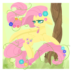 Size: 900x900 | Tagged: safe, artist:otterlore, character:fluttershy, female, flower, solo