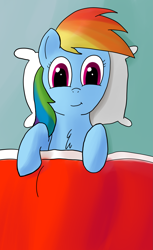 Size: 1381x2263 | Tagged: safe, artist:tggeko, character:rainbow dash, bed, female, solo