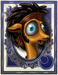 Size: 700x900 | Tagged: safe, artist:harwick, character:flax seed, species:earth pony, species:pony, harwick's sun/moon portraits, male, portrait, solo, stallion, wide eyes