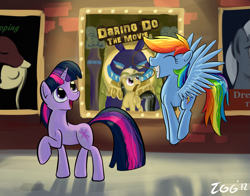 Size: 1771x1389 | Tagged: safe, artist:tggeko, character:daring do, character:rainbow dash, character:twilight sparkle, duo focus, happy, movie poster