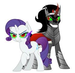 Size: 789x774 | Tagged: safe, artist:zutheskunk edits, character:king sombra, character:rarity, ship:sombrarity, corrupted, evil, fangs, sombra eyes