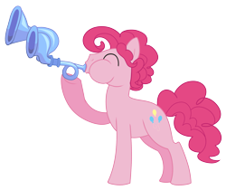 Size: 3565x2995 | Tagged: safe, artist:wicklesmack, character:pinkie pie, species:earth pony, species:pony, episode:the crystal empire, g4, my little pony: friendship is magic, spoiler:s03, bubble berry, crystal empire, eyes closed, flugelhorn, high res, male, musical instrument, rule 63, simple background, solo, stallion, transparent background, trumpet, vector