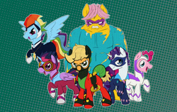 Size: 1353x857 | Tagged: safe, artist:nolycs, character:applejack, character:fili-second, character:fluttershy, character:masked matter-horn, character:mistress marevelous, character:pinkie pie, character:radiance, character:rainbow dash, character:rarity, character:saddle rager, character:twilight sparkle, character:twilight sparkle (alicorn), character:zapp, oc:dusk shine, species:alicorn, species:pony, episode:power ponies, g4, my little pony: friendship is magic, applejack (male), bubble berry, butterhulk, butterscotch, elusive, flutterhulk, prince dusk, rainbow blitz, rule 63