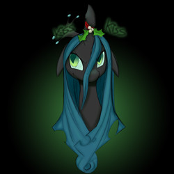 Size: 1280x1280 | Tagged: dead source, safe, artist:florecentmoo, artist:muh-arts, character:queen chrysalis, female, holly, solo