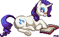 Size: 121x76 | Tagged: safe, artist:mellowhen, character:rarity, book, female, glasses, pixel art, solo