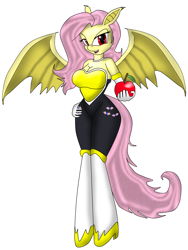 Size: 1536x2048 | Tagged: safe, artist:odiz, character:flutterbat, character:fluttershy, species:anthro, species:bat pony, episode:bats!, g4, my little pony: friendship is magic, apple, clothing, cosplay, costume, crossover, female, race swap, rouge the bat, solo, sonic the hedgehog (series)
