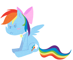 Size: 442x366 | Tagged: safe, artist:elslowmo, character:rainbow dash, bow, female, makeup, necklace, rainbow dash always dresses in style, solo, unamused