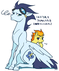 Size: 517x625 | Tagged: safe, artist:pasikon, character:soarin', character:spitfire, japanese