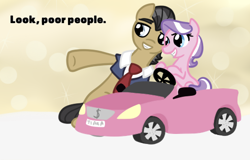 Size: 500x319 | Tagged: safe, artist:otterlore, character:diamond tiara, character:filthy rich, car, power wheels, toy car