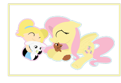 Size: 1049x728 | Tagged: safe, artist:otterlore, character:angel bunny, character:fluttershy, bubbles (powerpuff girls), bullet, simple background, the powerpuff girls, transparent background