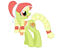 Size: 600x500 | Tagged: safe, artist:otterlore, character:granny smith, bonnet, braid, braided tail, female, simple background, solo, transparent background, young granny smith, younger