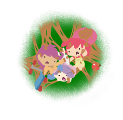 Size: 800x780 | Tagged: safe, artist:otterlore, character:apple bloom, character:scootaloo, character:sweetie belle, species:pegasus, species:pony, apple, cutie mark crusaders, food, humanized, scooter, simple background, transparent background, tree sap