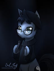 Size: 782x1021 | Tagged: safe, artist:starshinebeast, character:shady, oc, oc only, species:earth pony, species:pony, beatnik, beret, fine beat, male, smooth, solo, stallion