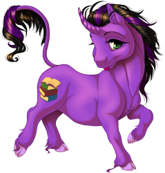 Size: 1443x1507 | Tagged: safe, artist:kittehkatbar, oc, oc only, species:classical unicorn, cloven hooves, leonine tail, simple background, solo, transparent background, unshorn fetlocks