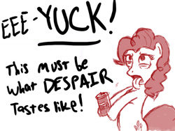 Size: 900x675 | Tagged: safe, artist:aa, character:pinkie pie, despair, disgusted, female, soda, solo, tab