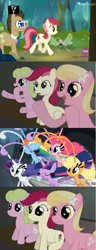 Size: 492x1286 | Tagged: safe, artist:why485, character:applejack, character:daisy, character:doctor whooves, character:fluttershy, character:lily, character:lily valley, character:pinkie pie, character:rainbow dash, character:rarity, character:roseluck, character:time turner, character:twilight sparkle, character:twilight sparkle (alicorn), species:alicorn, species:breezies, species:pony, episode:it ain't easy being breezies, g4, my little pony: friendship is magic, 3d glasses, applebreezie, breezie pie, breeziefied, exploitable meme, flower trio, hub logo, mane six, meme, rainbow breez, rarbreez, reaction guys, reaction ponies, species swap, twilight breezie