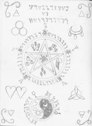 Size: 2407x3298 | Tagged: safe, artist:mane-shaker, friendship is witchcraft, cutie mark, elements of harmony, monochrome, symbol, symbolism, traditional art, witchcraft