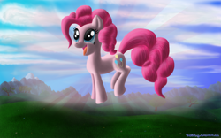 Size: 2000x1250 | Tagged: safe, artist:deathpwny, character:pinkie pie, species:earth pony, species:pony, female, open mouth, smiling, solo