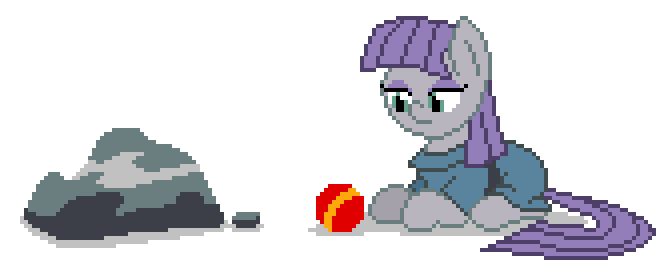 Size: 672x276 | Tagged: safe, artist:mrponiator, character:boulder, character:maud pie, character:pinkie pie, species:earth pony, species:pony, animated, ball, cute, diapinkes, duo, female, how, mare, maudabetes, pixel art, playing, prone, rock, simple background, smiling, sweet dreams fuel, transparent background, when she smiles