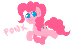 Size: 753x474 | Tagged: safe, artist:mrponiator, character:pinkie pie, species:earth pony, species:pony, cute, female, looking at you, mare, simple background, smiling, solo, trotting, white background