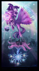 Size: 1100x1972 | Tagged: safe, artist:cosmicunicorn, character:tree of harmony, character:twilight sparkle, character:twilight sparkle (alicorn), species:alicorn, species:pony, episode:princess twilight sparkle, g4, my little pony: friendship is magic, apotheosis, castle of the royal pony sisters, color porn, female, multiple wings, mystery box of plot importance, ruins, seraph, seraphicorn, solo, surreal, transcendence, tree of harmony