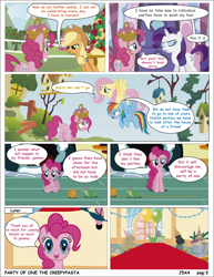 Size: 2550x3300 | Tagged: safe, artist:j5a4, character:applejack, character:fluttershy, character:gummy, character:pinkie pie, character:rainbow dash, character:rarity, comic:party of one, comic, creepypasta, engrish, grimdark series, grotesque series, out of character