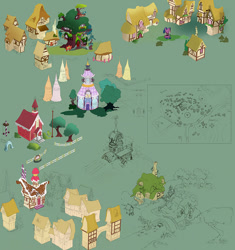 Size: 867x922 | Tagged: safe, artist:cosmicunicorn, background, building, carousel boutique, fluttershy's cottage, golden oaks library, map, mlp online, ponyville, ponyville schoolhouse, school, sugarcube corner, vector, wip