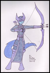 Size: 620x902 | Tagged: safe, artist:drpain, character:archer, archer (character), crossover, hawkeye, marvel, scootablue, solo