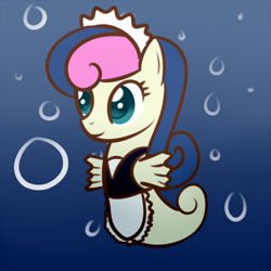 Size: 800x800 | Tagged: safe, artist:why485, character:bon bon, character:sweetie drops, species:sea pony, clothing, maid, seapony bon bon, species swap