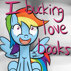 Size: 800x800 | Tagged: safe, artist:why485, character:rainbow dash, book