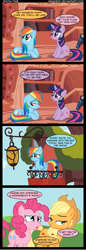 Size: 935x2718 | Tagged: safe, artist:veggie55, character:applejack, character:pinkie pie, character:rainbow dash, character:twilight sparkle, ship:twidash, book, bookshelf, comic, female, golden oaks library, lesbian, shipping