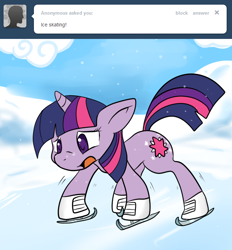 Size: 650x700 | Tagged: safe, artist:lustrous-dreams, character:twilight sparkle, species:pony, species:unicorn, ask filly twilight, ask, cutie mark, female, filly, ice, ice skates, ice skating, solo, tumblr, younger