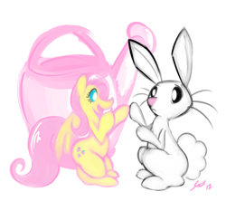 Size: 2893x2573 | Tagged: safe, artist:saliantsunbreeze, character:angel bunny, character:fluttershy, high res, micro, silly