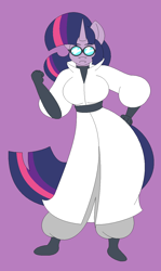 Size: 821x1374 | Tagged: safe, artist:two-ton-neko, character:twilight sparkle, species:anthro, breasts, busty twilight sparkle, clothing, female, lab coat, science, scientist, solo