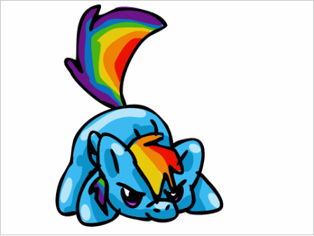 Size: 448x337 | Tagged: safe, artist:fizzy-dog, character:rainbow dash, animated, female, solo, wiggle