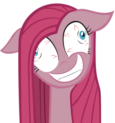 Size: 3400x3634 | Tagged: safe, artist:thealjavis, character:pinkamena diane pie, character:pinkie pie, fangs, female, grin, simple background, solo, transparent background, twitch, vector, wide eyes
