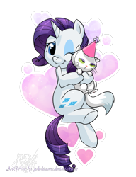 Size: 750x975 | Tagged: safe, artist:yokokinawa, character:opalescence, character:rarity, hug, simple background, transparent background