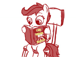 Size: 900x675 | Tagged: safe, artist:aa, character:scootaloo, species:pegasus, species:pony, book, cult, dianetics, reading, scientology