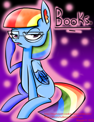 Size: 1062x1373 | Tagged: safe, artist:mushroomcookiebear, character:rainbow dash, 30 minute art challenge, alternate hairstyle, glasses, hilarious in hindsight, manebow sparkle, personality swap, rainbow dork