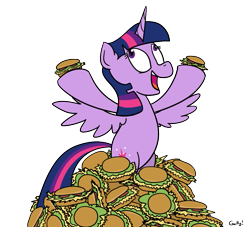 Size: 1053x956 | Tagged: safe, artist:rapidstrike, character:twilight sparkle, character:twilight sparkle (alicorn), species:alicorn, species:pony, hay burger, simple background, that pony sure does love burgers, transparent background, twilight burgkle