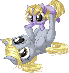 Size: 817x867 | Tagged: safe, artist:kittehkatbar, character:derpy hooves, character:dinky hooves, species:pegasus, species:pony, equestria's best mother, female, mare, mother and daughter, simple background, transparent background